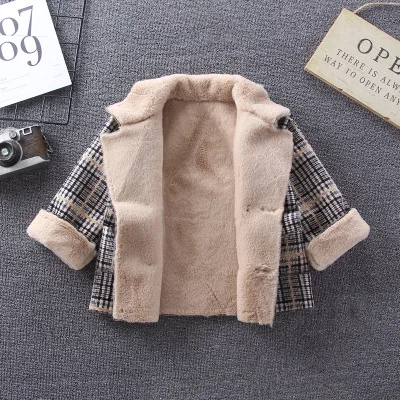 Детская одежда для мальчиков Новинка Зима 2019 Детский костюм с толстым меховым воротником детская бархатная повседневная куртка