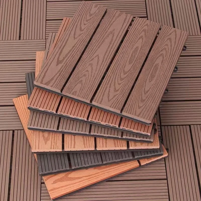 Indoor Outdoor Usage Waterproof Deck Wpc Diy Tile Solid Wood Flooring