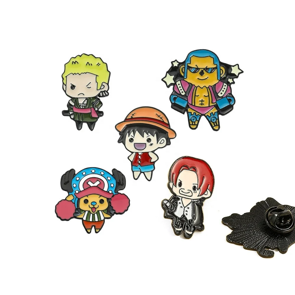 Anime Jewelry Accessories Cute Zoro Brooches Luffy Trafalgar Law Logo Cosplay Costume Accessories Fashion Metal Brooch Pins