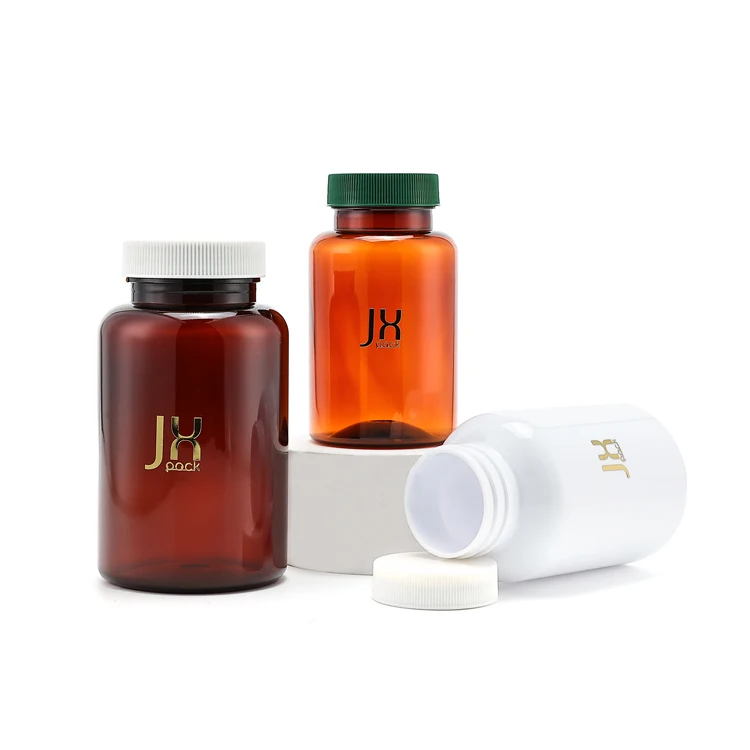 100cc 150cc 175cc 230cc 250cc 300cc 400cc PET plastic bottle wide mouth amber white pill bottles medical with lid