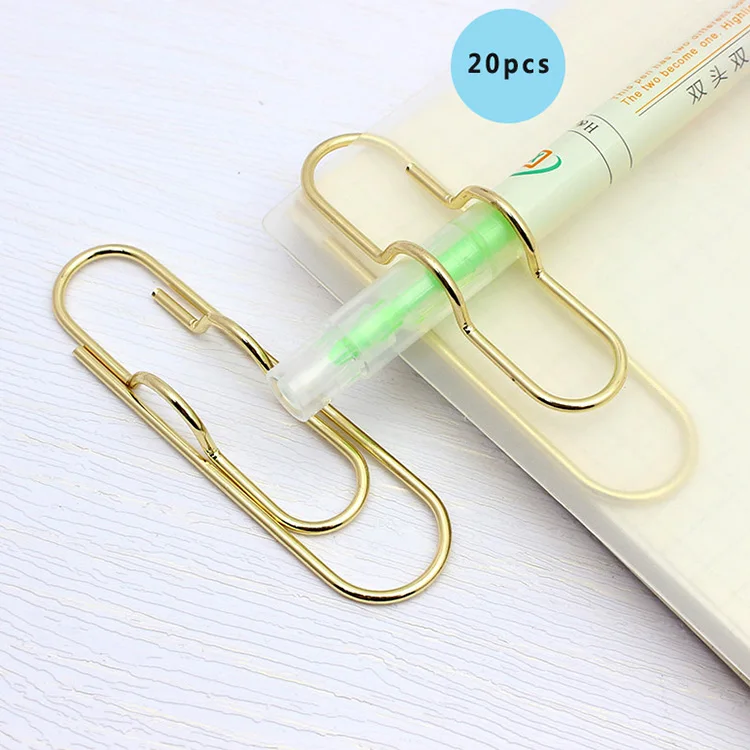 Multi-purpose metal pen holding spring clips gold metal pencil paper clips