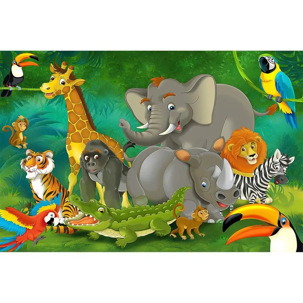 Jungle Animals Wall Mural  Kids Room Decoration Boys and Girls Nursery  Zoo Safari Adventure Wallpaper Tiger Lion Monkey