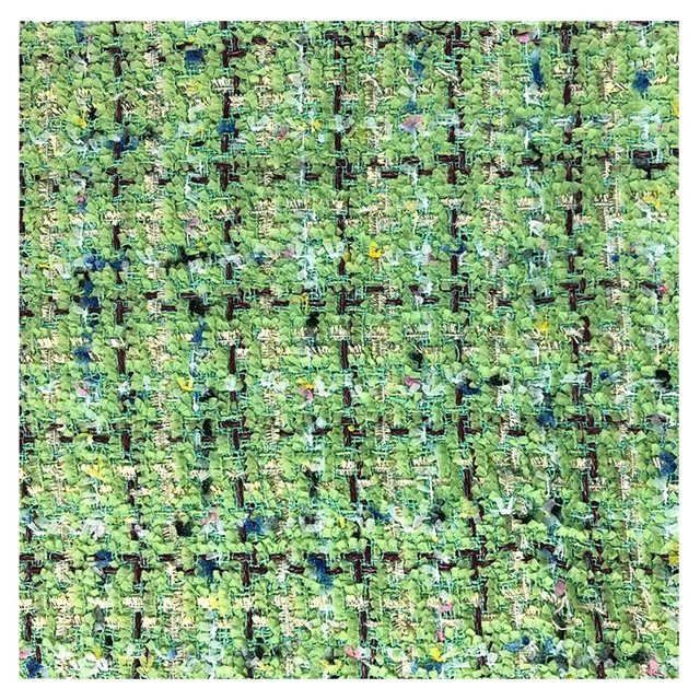 China Factory Tweed Polyester with green color Woven Fabric For Lady Suit Coat Jacket