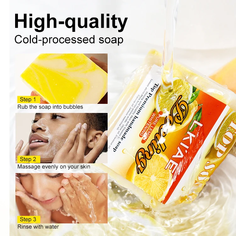 Lemon Turmeric Kojic Acid Brightening Dark Spot Remover Soap Shea Butter Handmade Solid Face Soap New arrival