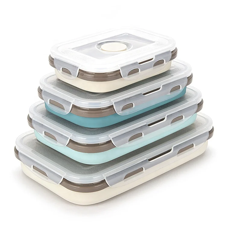 Eco-friendly Food Grade Silicon LunchBox Food Container Silicone Folding Lunch Box