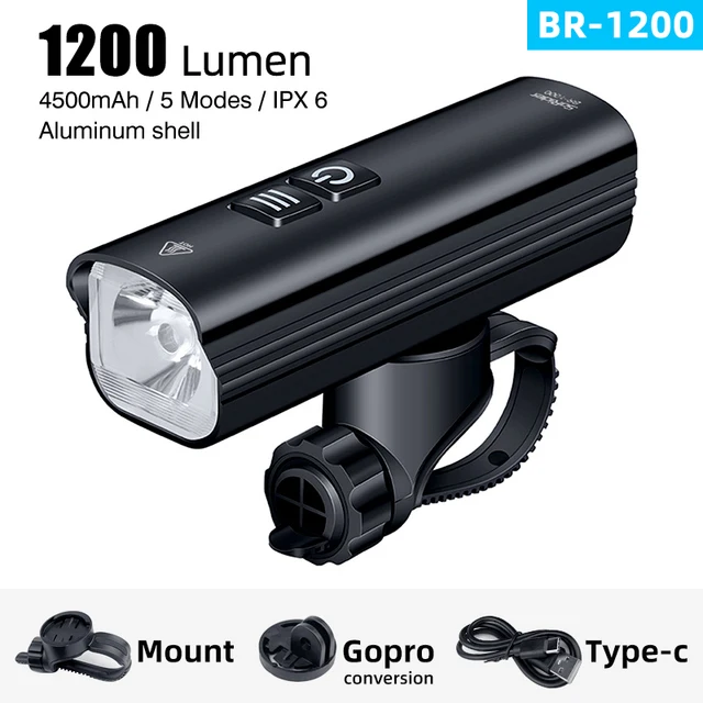 SoRider BR1200  Bicycle Light Led Cycling Front Light Bike Lights Lamp Torch Waterproof Bike Flashlight With Gopro Mount