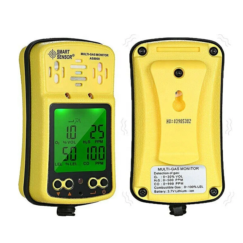 Smart Sensor AS8900 Portable Multi Gas Detector Monitor 4 in 1 O2 H2S CO Combustible Gas Oxygen Hydrogen Sulfide Carbon Monoxide