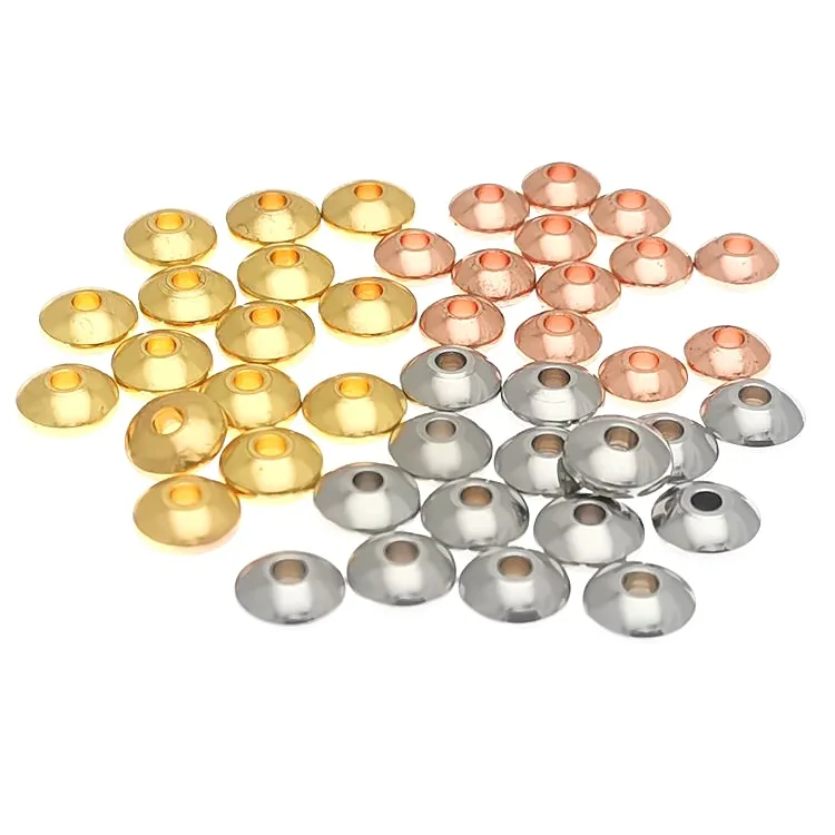 100pcs/bag Stainless Steel Flat Round Beads Metallic Spacer Beads Findings Tube Spacers For DIY Bracelet Jewelry Making