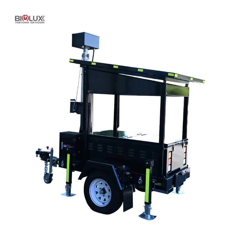 Solar Powered Off-grid Tower Mobile Solar Surveillance CCTV Trailer With 2 Panels