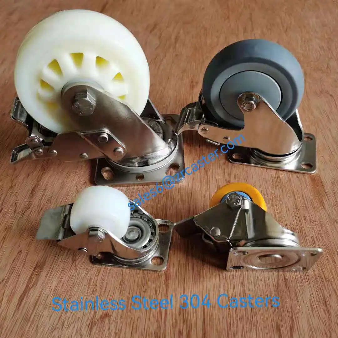 3 4 5Inch Industry Trolley Swivel Plate Stainless Steel 304 TPR Tread Caster Wheels