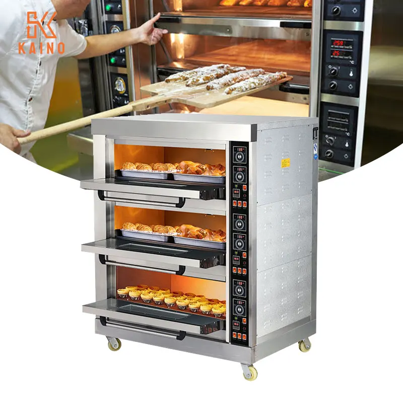 KAINO Commercial Baking Equipment 3 Deck 6 Tray Gas Electric Bakery Bread Oven for Cake Pizza