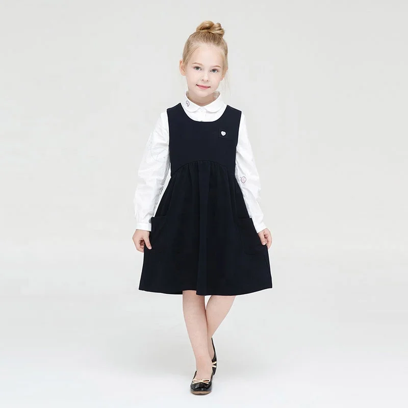 Gabby Loop Kids  Autumn  Round Neck Sleeveless Dress For Children Two Layer Cotton Lining Knitted Kids Dresses For Girls