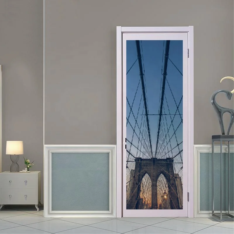 Custom door sticker 3D bridge design removable PVC waterproof self-adhesive room decor decal  door stickers vinyle wall sticker