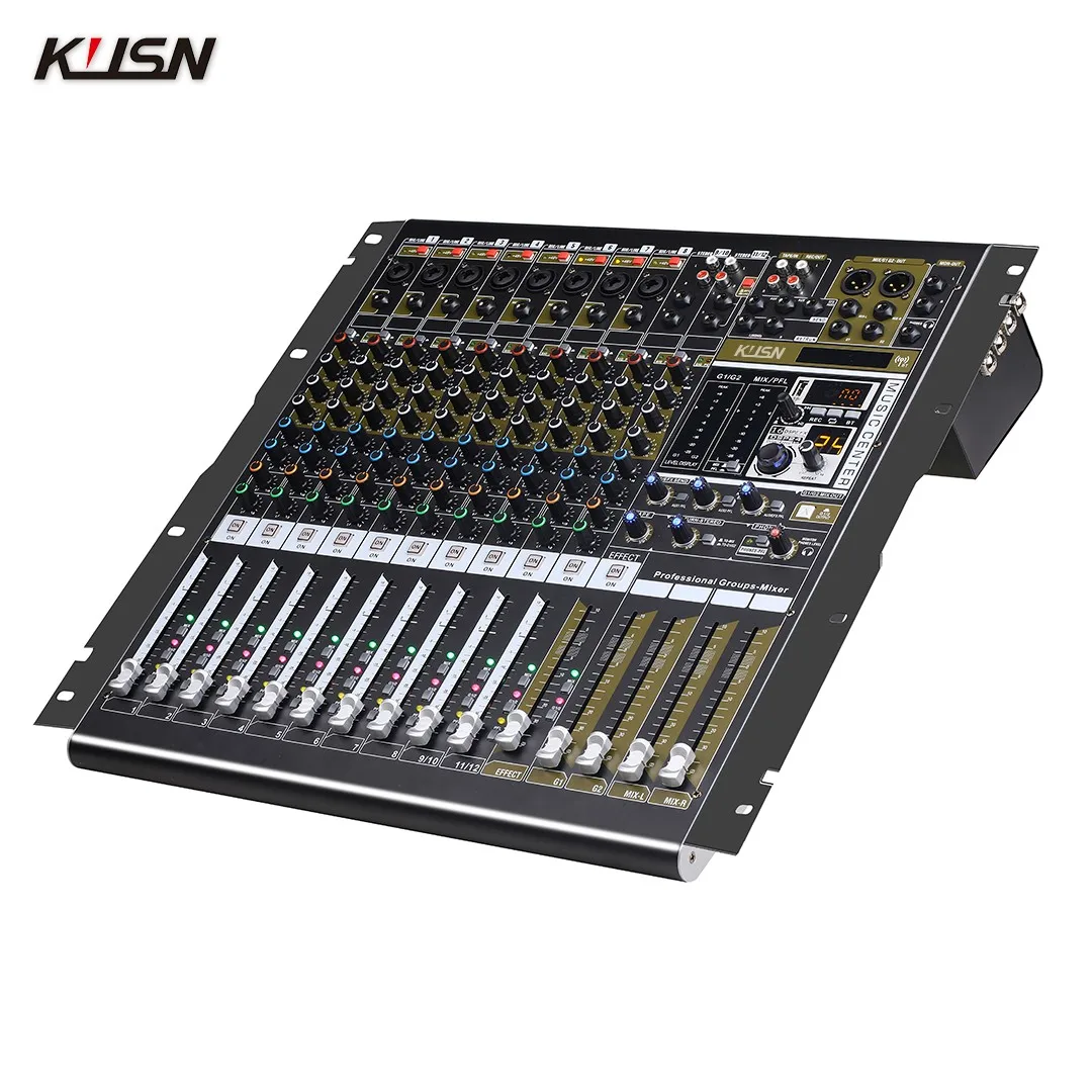 12 Channel 2 Group  Professional Digital Mixer Sound  Audio Mixing Console Mixer Console with 24-bit DSP Bluetooth MP3 USB