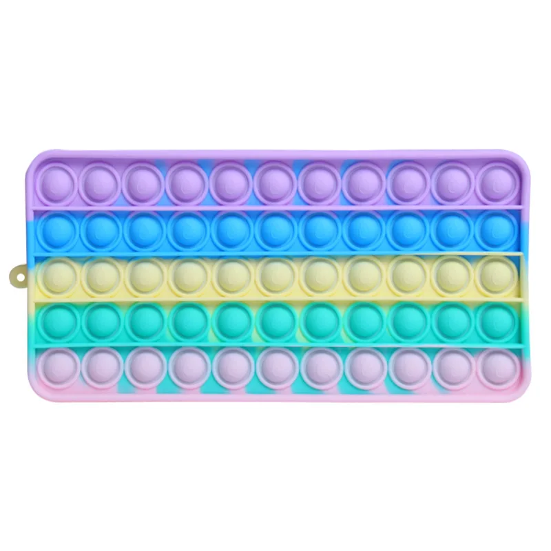 FW83 Wholesale 2023 New Design Fidget Pencil Case Stationary Student Rainbow color Bubble Silicone Popper Fidget Toy Pencil Case