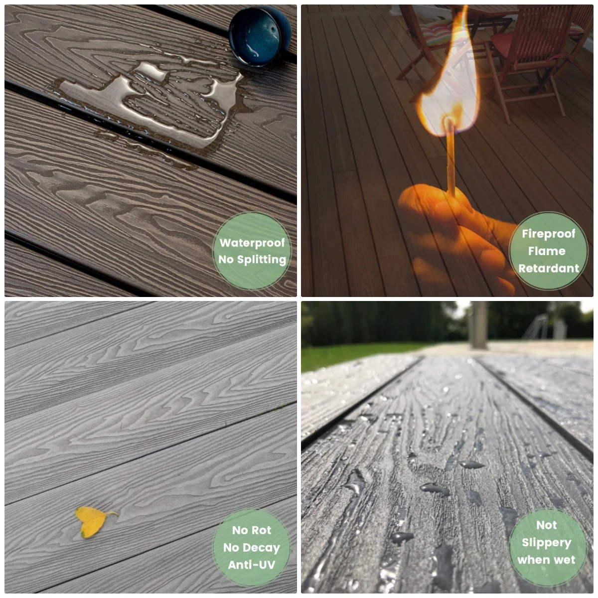 Anti-UV Long Life WPC Wood Grain Deck 3D Embossed Deep Embossing WPC Composite Decking