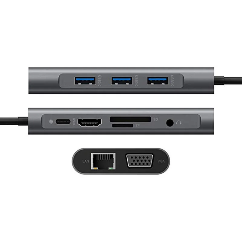 High-speed Transmission Type C Docking Station Type-c To HD-MI/USB3.0/RJ45/SD/TF/PD USB C Hub