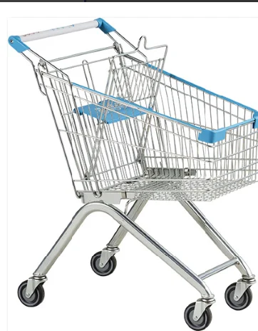 European Style High Quality 110L 120L 180L Heavy Duty Metal Supermarket Foldable Personal Shopping Cart