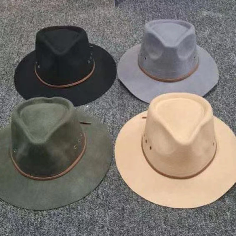 2023 100% Australia wool fedora hats for women with eyelet cut edge floppy for men