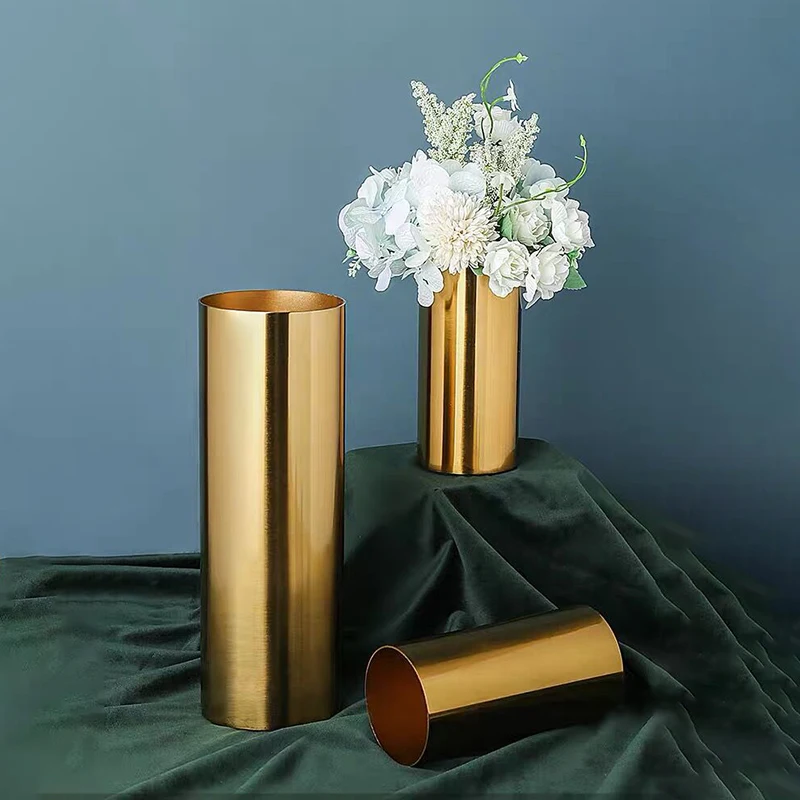 Luxury Indoor Tall Golden Metal Flower Vases/ Large Steel pot big golden & Planter for Home Decor