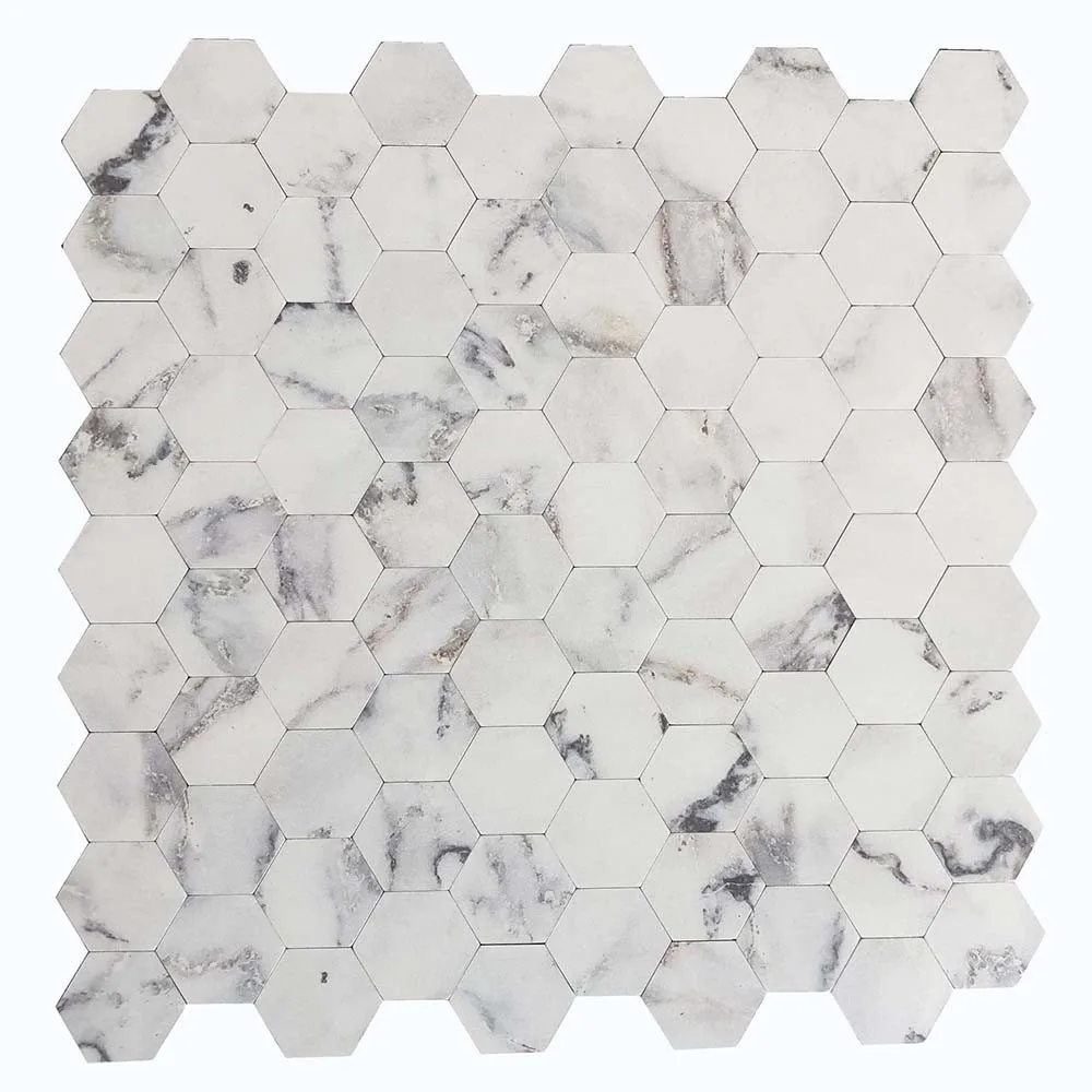 Foshan Factory Hexagon Calacatta Self Adhesive Wallpaper Water-resistant Moisture proof Removable Peel & Stick PVC Wall Stickers