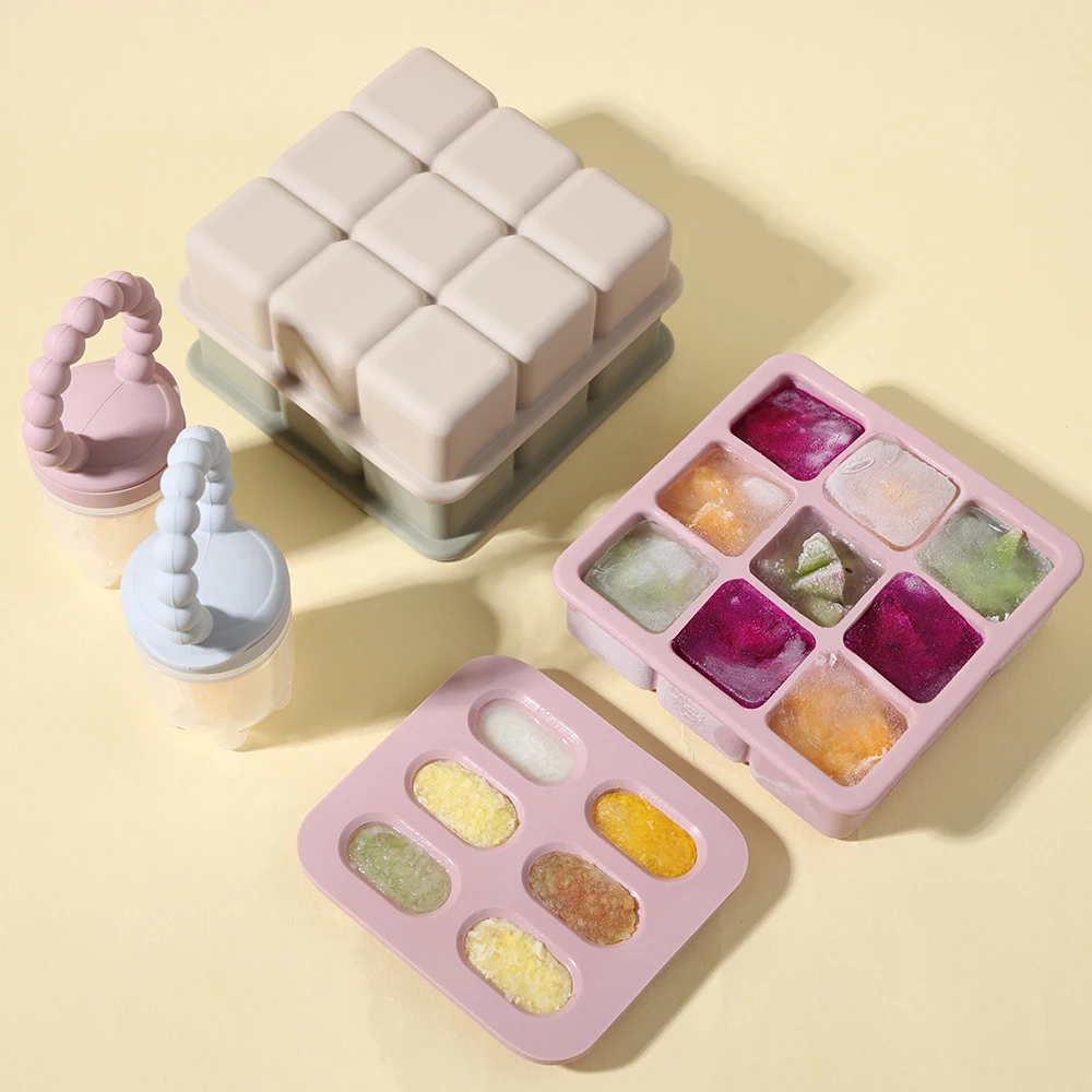 New Born Baby Feeding SetBreast Milk Fruit Juice Silicone Ice Cube Tray Baby Food Freezer Tray For Fruit Purees