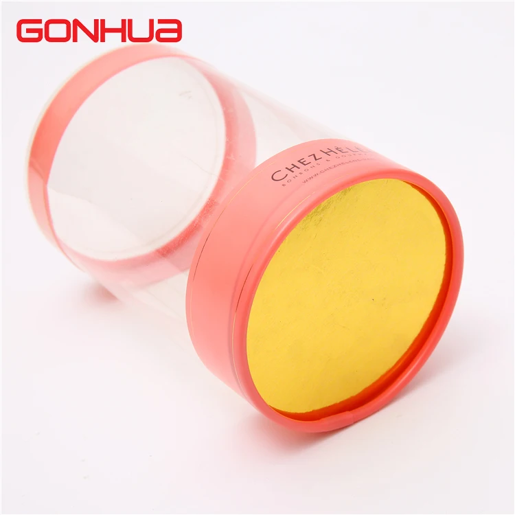 GONHUA Custom Logo Cylinder Gift Box Clear Transparent Printed Cosmetic Plastic PVC PET PP Round Tube Plastic Packaging With Lid