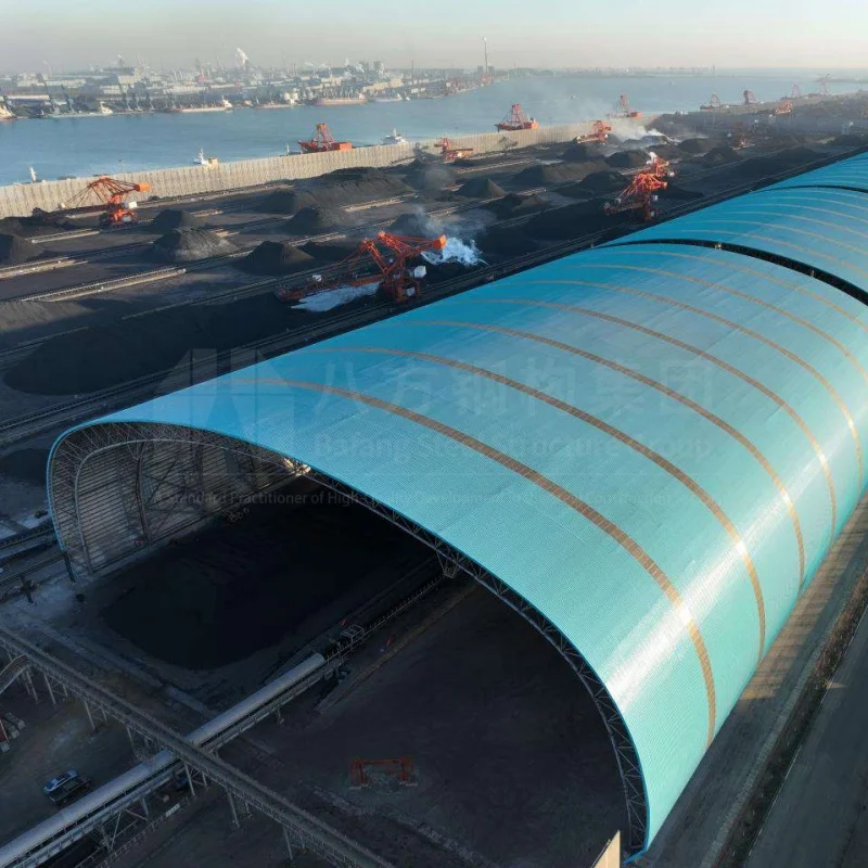 Сверхмощный стальной каркасный угольный навес для промышленного хранения угля сборные стальные конструкции крыша