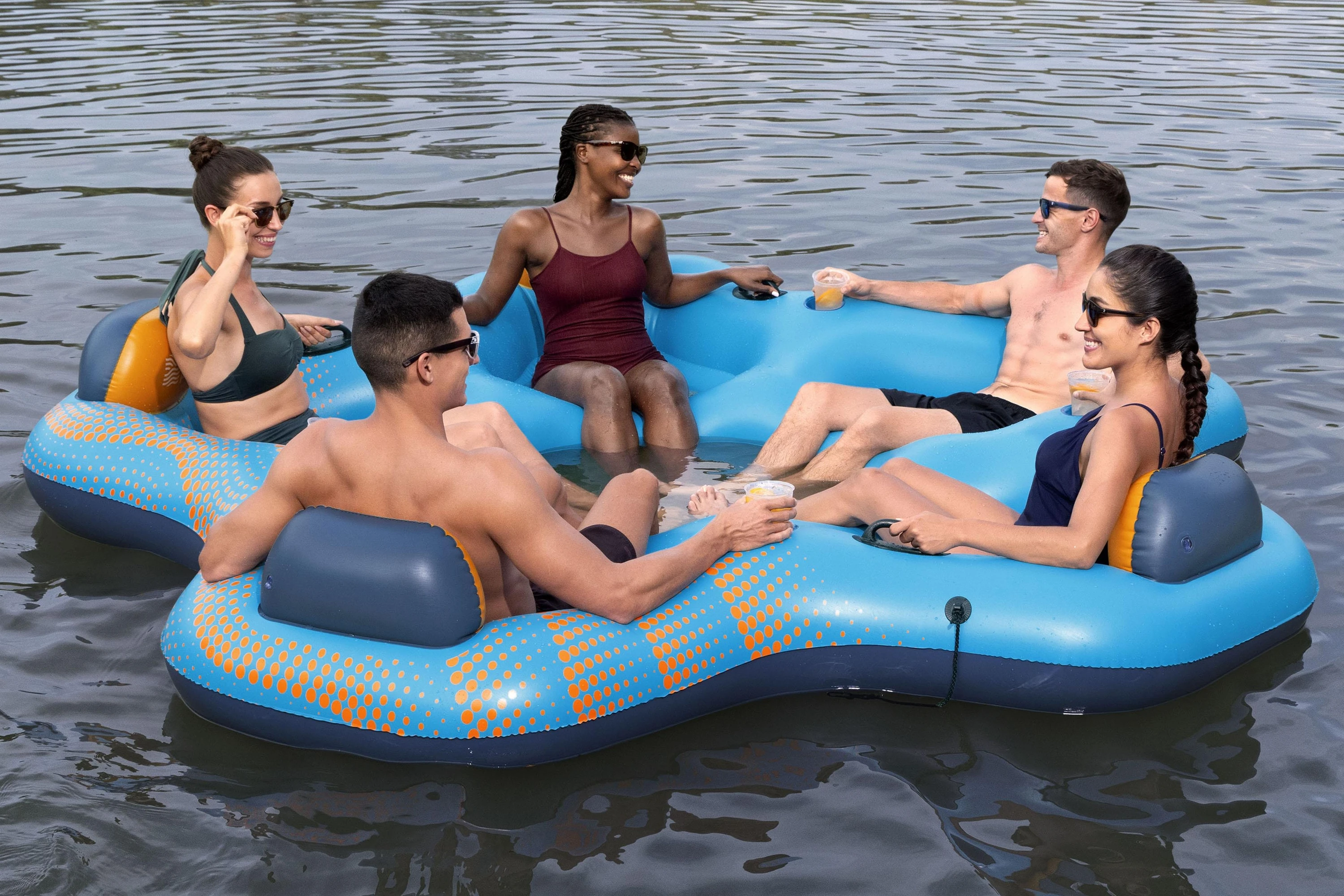 2025 new arrival bestway 43842 inflatable PVC 3.00m x 2.87m Five SEAT Party Floating Island
