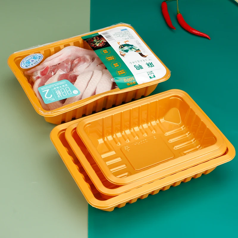 Wholesale cheap price high quality disposable yellow PP plastic tray utility box for meat fruit vegetables package
