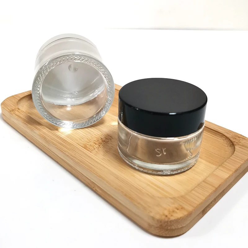 Hot sale cosmetic face cream container 15ml 20ml 30ml 50ml 60ml clear glass jar with lid