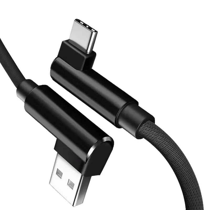 Double elbow High Quality  USB C Type-C Data 3A Fast Charging Cable 90 degree data cable