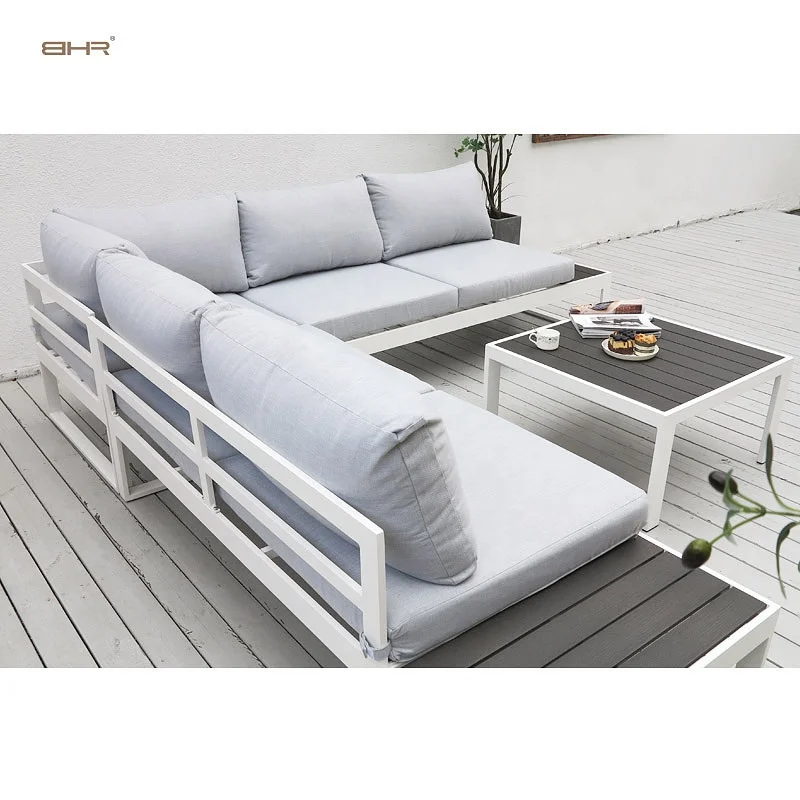 BHR современный 5 местный открытый сад диван комплект одежды из трёх вещей из алюминия для сидения l патио диваном набор