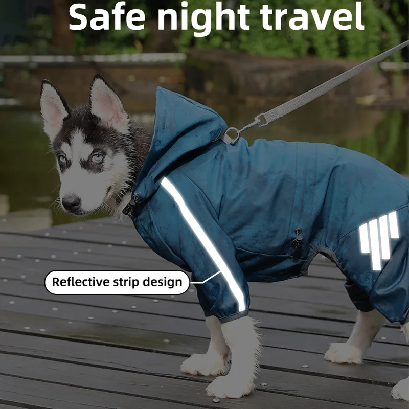 Luxury Reflective Adjustable Hard Shell Pet Dog Raincoat Quick Release Buckles Small Size for Winter