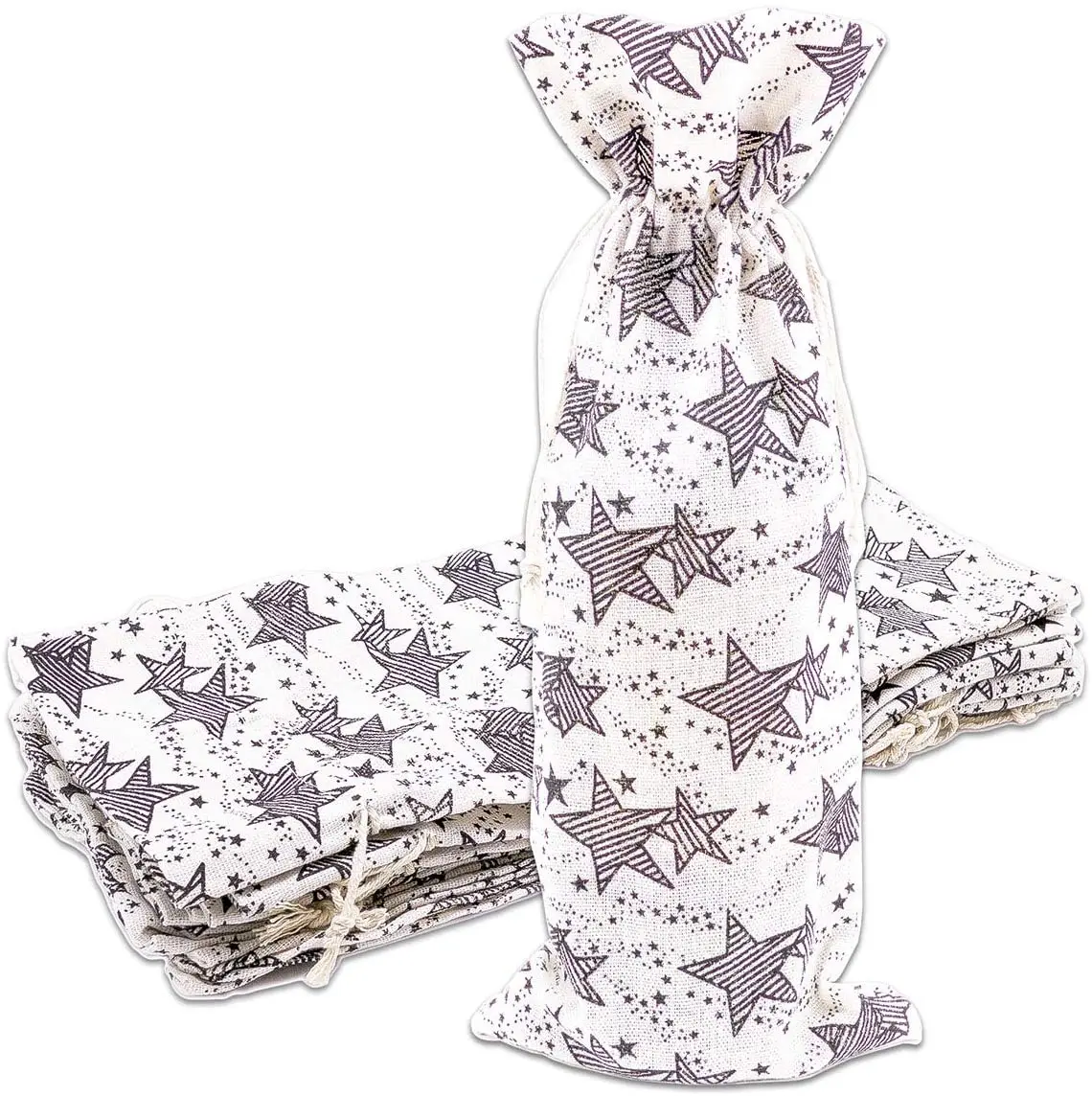 
Cotton Canvas Muslin Bottle & Wine Gift Bags with Drawstring for Storage, Holiday Parties, Promotional Events 