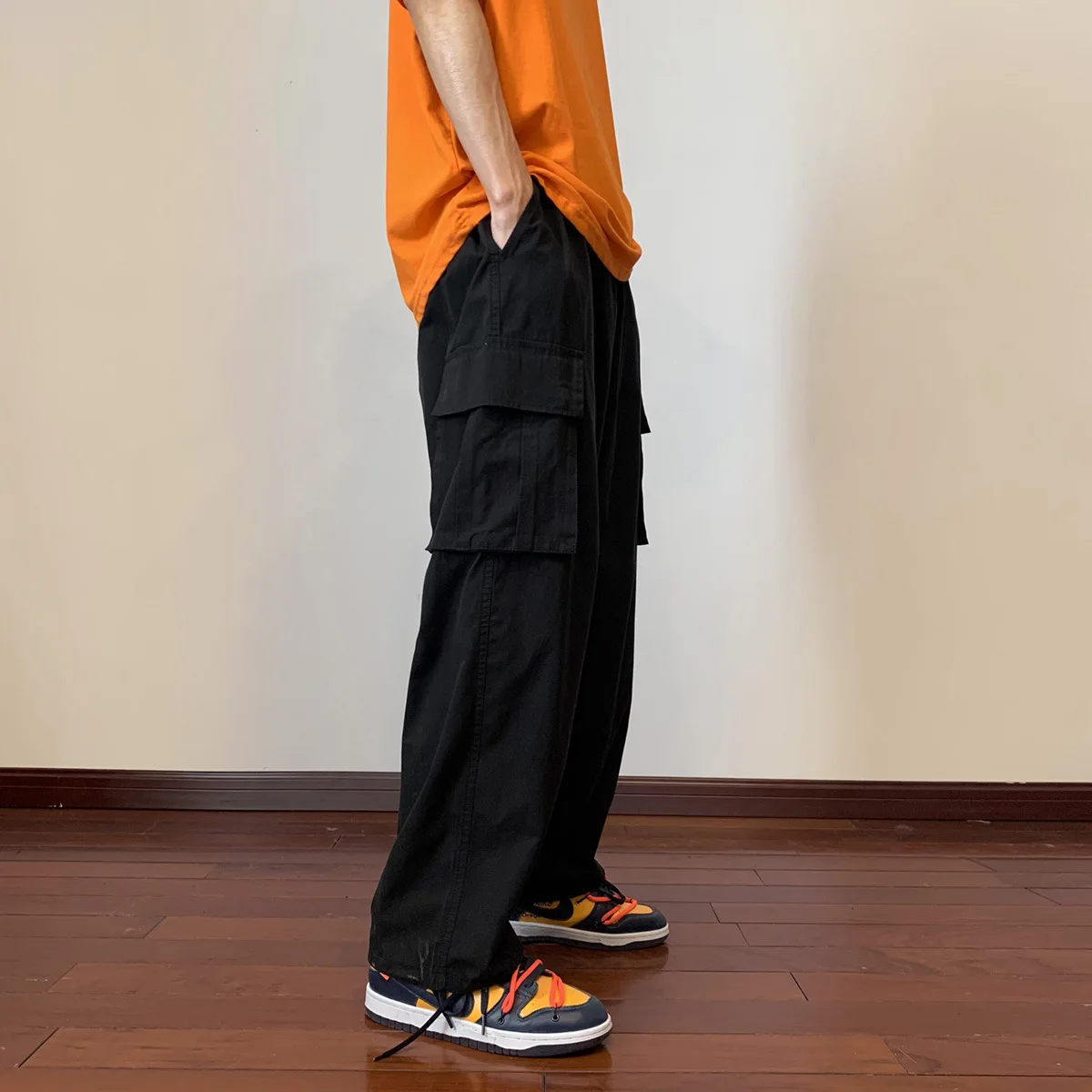 Custom Green Loose Fit Utility Pockets Casual Streetwear Baggy Twill Cargo Pants for Men pantalon cargo