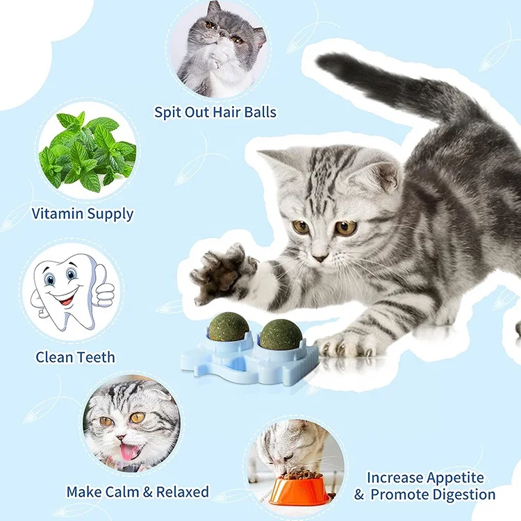 New Arrival Manufacturer Edible Double Ball Indoor Catnip Roller Cat Nip Toy
