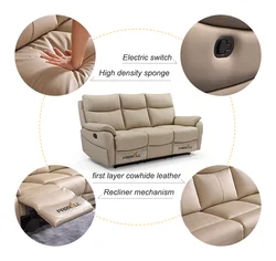 Farrell living room furniture set best selling mid century 3+2+1 seats modern genuine leather sofa set