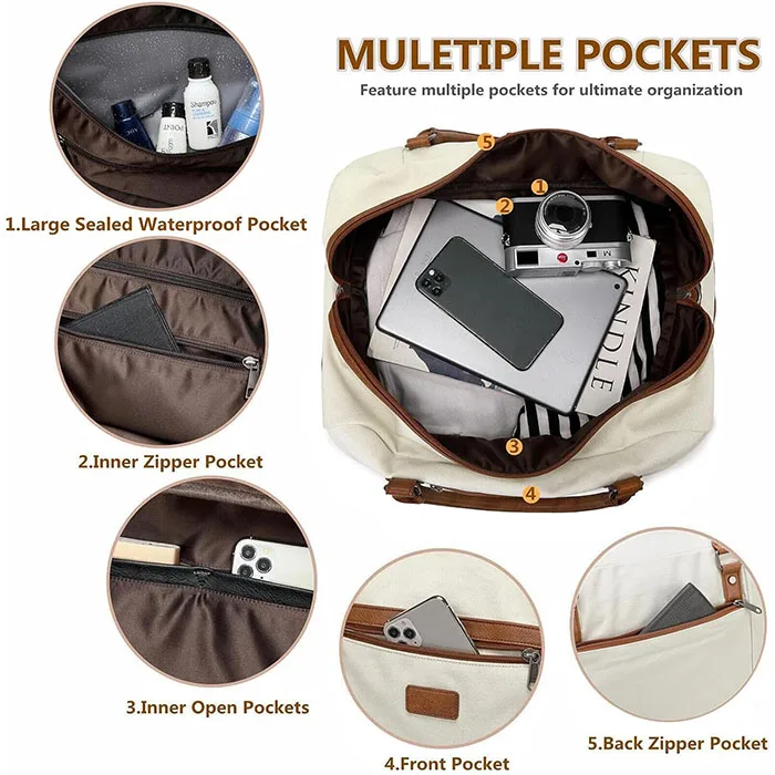 Weekender Bags Large Overnight Bag Carry on Shoulder with Shoe Compartment Weekend Leather Duffel Bag for Travel Business Gym