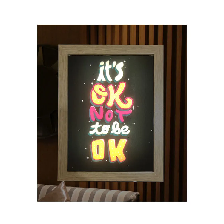 Lighting up Life LED Wooden Frame Lightbox Art Painting Luminous Decoration Light Painting Control 3-Color Night Light