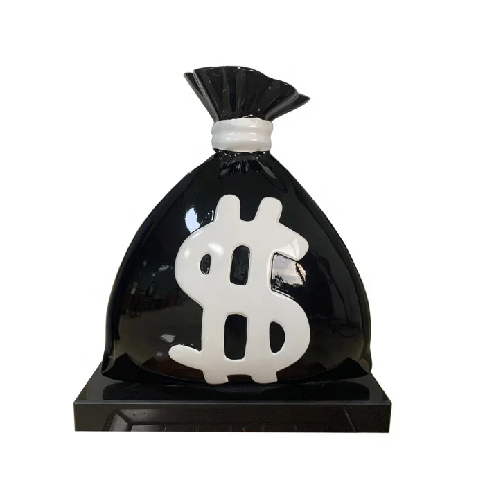 Hot-sale Creative Popular Resin Indoor Home Decor Sculpture Resin Dollar Money Bag Sculpture for Home Office Shop Hotel Decor