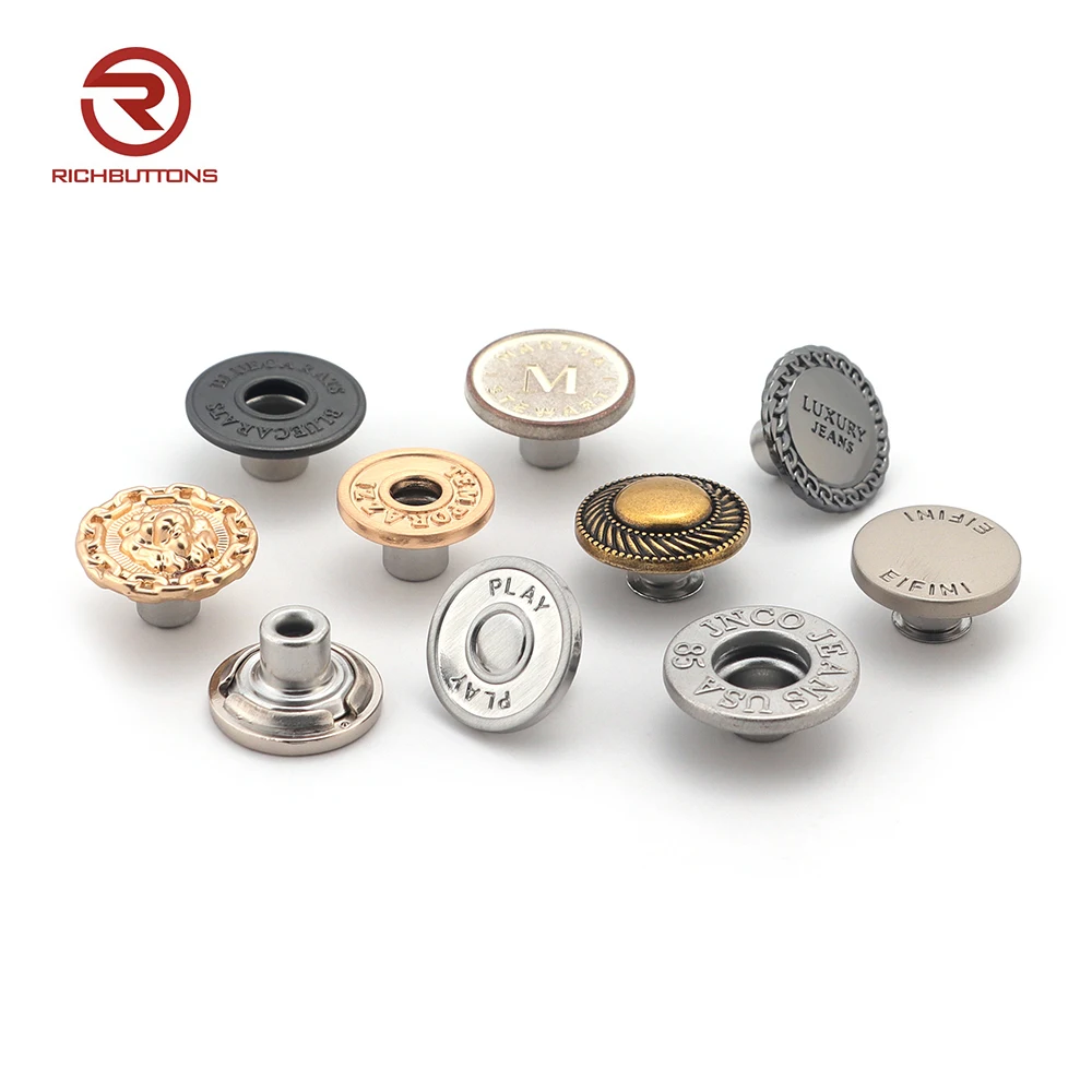 Clothes Accessories Adjustable Epoxy Colored Custom 17mm Metal Tack Jeans Button For Jeans