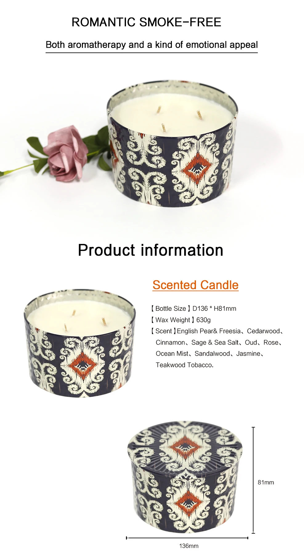 Hot Sale Handmade Natural Soy Bees Wax Luxury Custom Scent English Pear Lavender Scented Candles On Sales