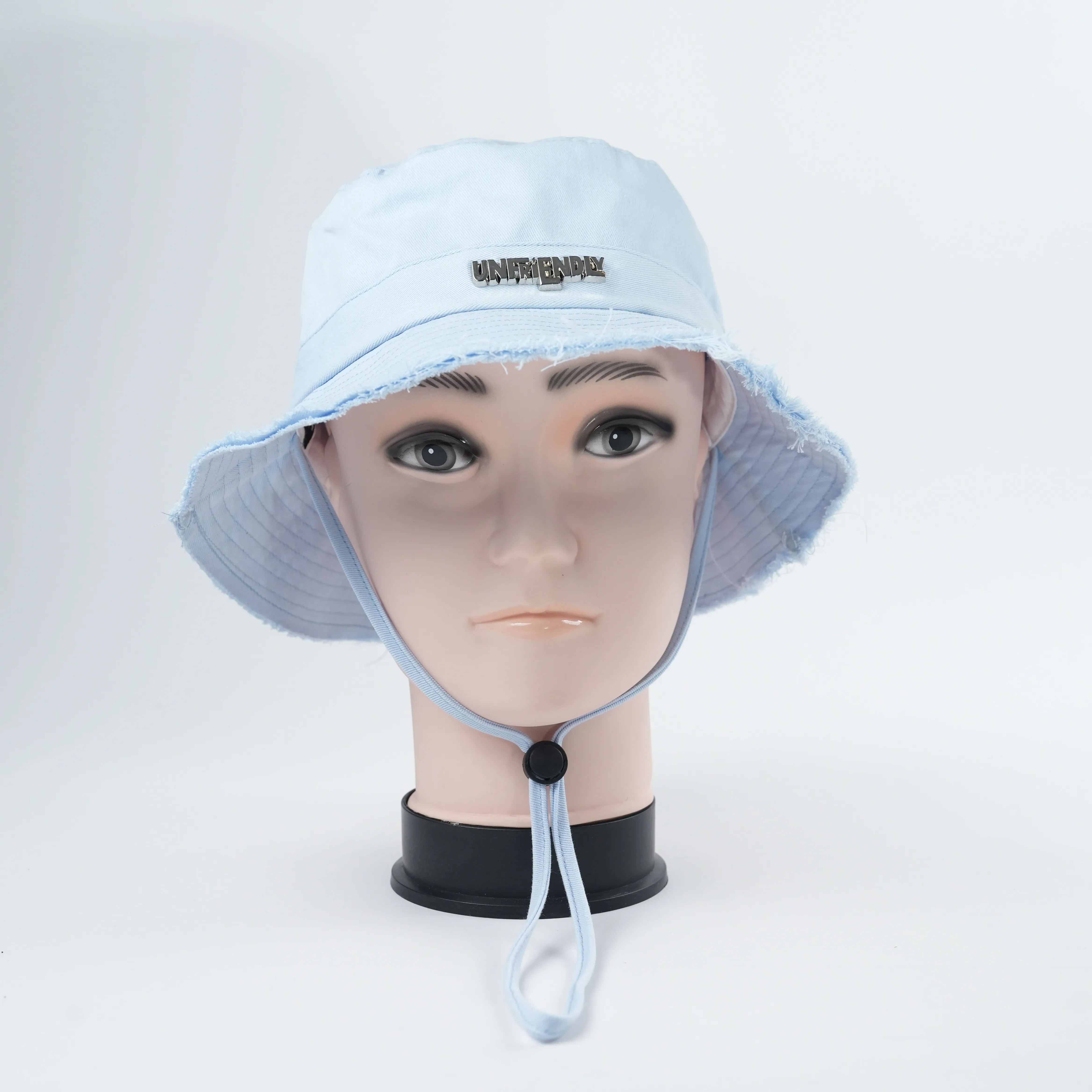 Hot Sale Cotton Material Vintage Washed Raw Edge Single Sided Bucket Hats Factory Custom