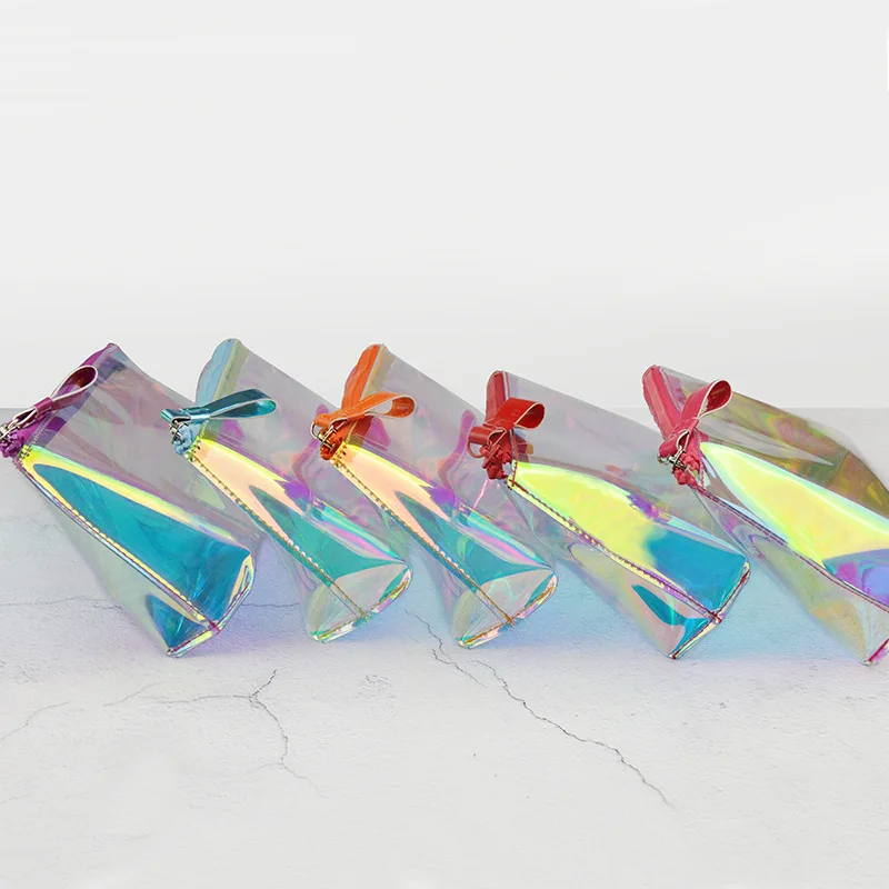 Direct Selling New Laser Magic Color PVC Cosmetic Bag Portable Multifunctional Cosmetic Makeup Bag Transparent Rainbow PVC Bag