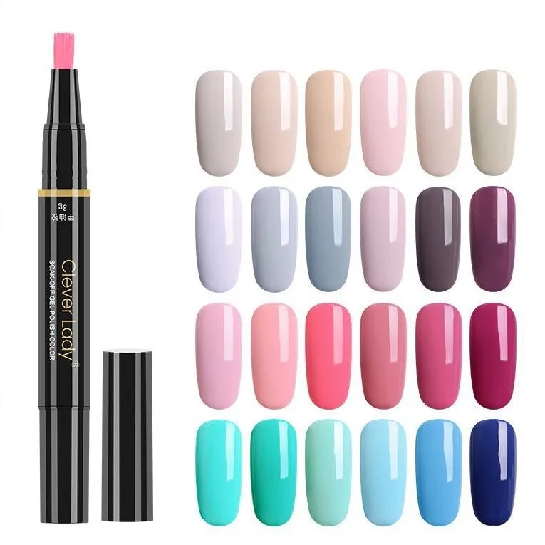 
3 in 1 48 Colors One Step UV Gel Soak off UV Gel Polish Nail Art Gel Pencil Varnish Nail Polish Pen 