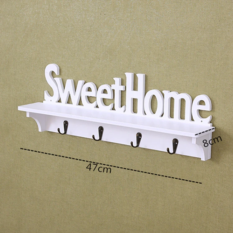 Sweet Home Plastic Key Holder Wall Rack Shelf Kitchen Bathroom Organizer with Hooks for Tool Storage