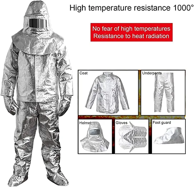 1000 degree Fireproof fire Heat resistant Suit Aluminum Foil Fire Approach Suit