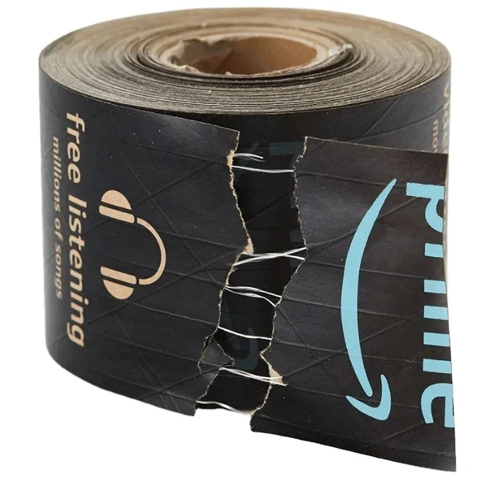 Специальная печатная лента из крафт-бумаги, предупреждающие слова, безводная герметизирующая коробка, упаковка, лента из крафт-бумаги в наличии