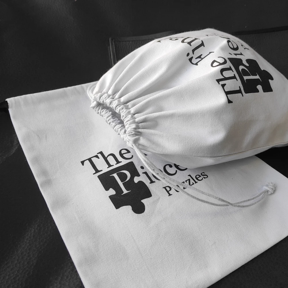 Reusable Eco friendly Custom logo drawstring pouch canvas cotton tote large round dust handbag Bag